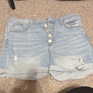 a.n.a Light Blue Jean Shorts with Distressed Details